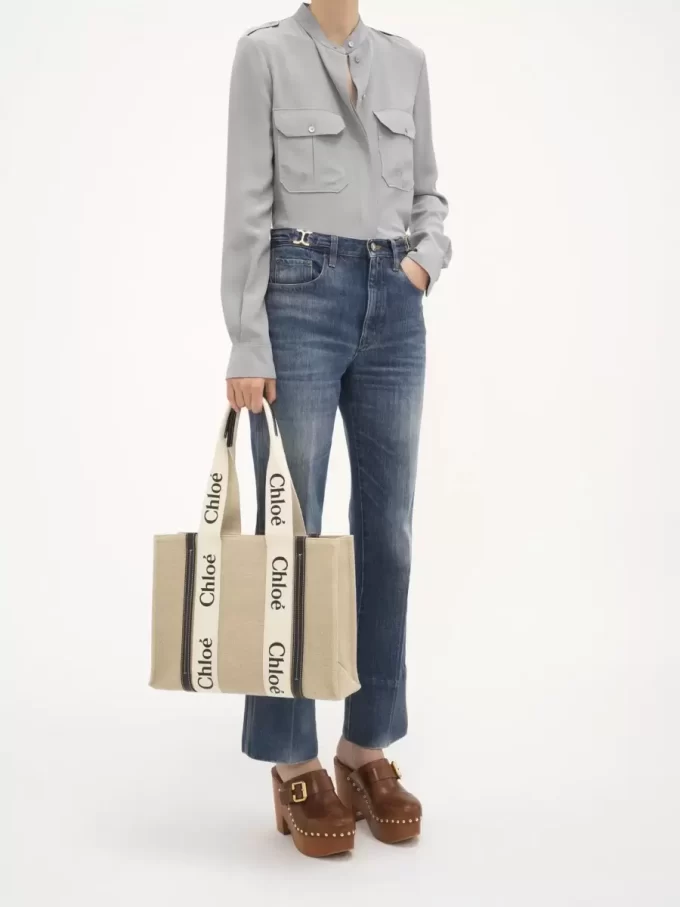 Borsa tote Woody in lino Borsa tote Woody in lino