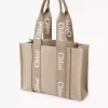 Borsa tote Woody in lino e pelle Borsa tote Woody in lino e pelle