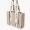 Borsa tote Woody in lino e pelle Borsa tote Woody in lino e pelle