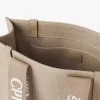 Borsa tote Woody in lino e pelle Borsa tote Woody in lino e pelle