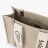 Borsa tote Woody in lino e pelle Borsa tote Woody in lino e pelle