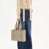 Borsa tote Woody in lino e pelle Borsa tote Woody in lino e pelle