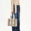 Borsa tote Woody in lino e pelle Borsa tote Woody in lino e pelle