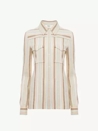 Camicia aderente in crêpon di cotone