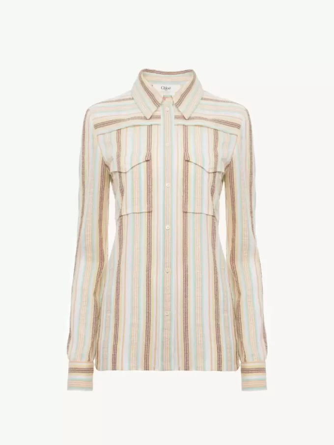 Camicia aderente in crêpon di cotone Camicia aderente in crêpon di cotone