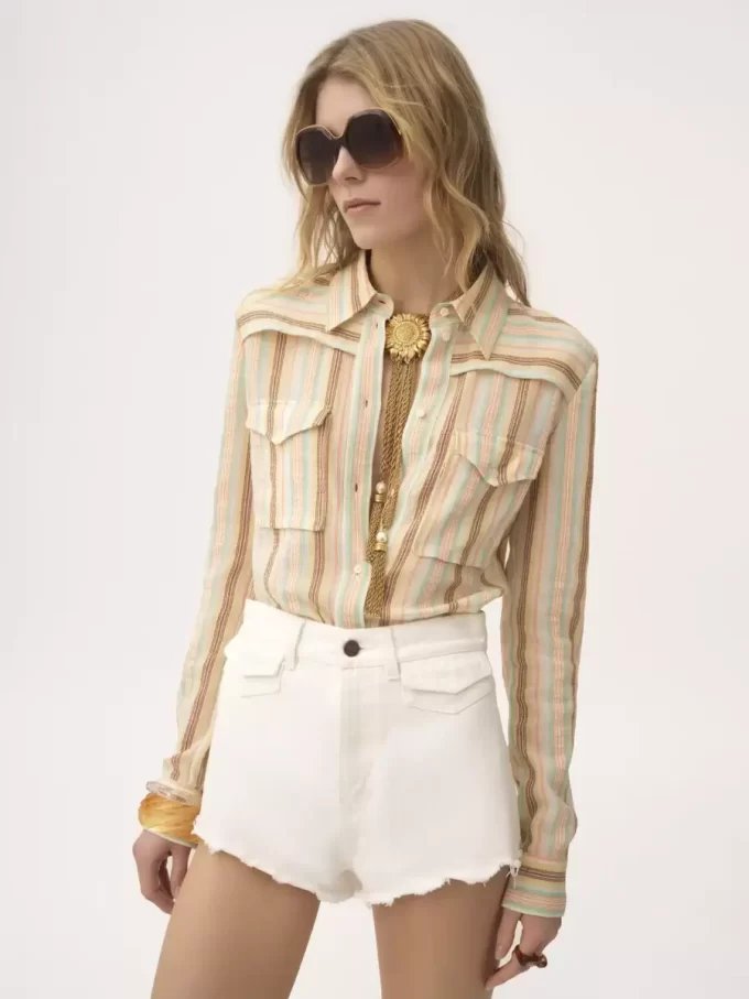 Camicia aderente in crêpon di cotone Camicia aderente in crêpon di cotone