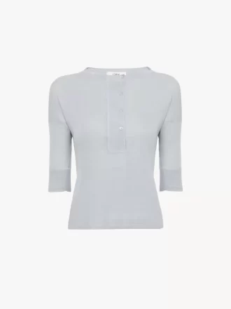 Camicia Henley a maniche corte in maglia di lino e seta