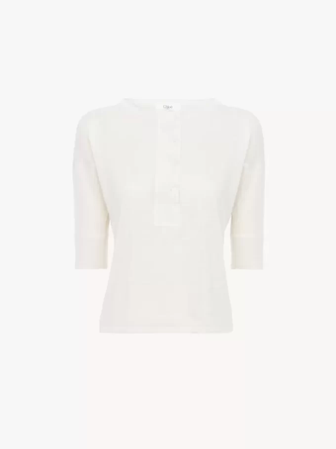 Camicia Henley a maniche corte in maglia di lino e seta Camicia Henley a maniche corte in maglia di lino e seta