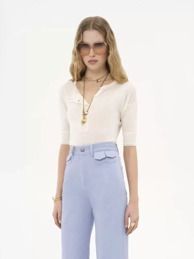 Camicia Henley a maniche corte in maglia di lino e seta Camicia Henley a maniche corte in maglia di lino e seta