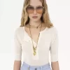 Camicia Henley a maniche corte in maglia di lino e seta Camicia Henley a maniche corte in maglia di lino e seta