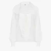 Camicia lavallière ricamata in popeline di cotone Camicia lavallière ricamata in popeline di cotone