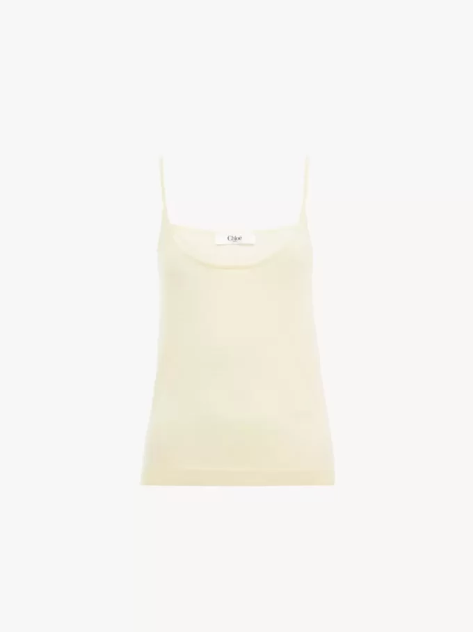 Canotta con spalline sottili in maglia di lana superfine Canotta con spalline sottili in maglia di lana superfine