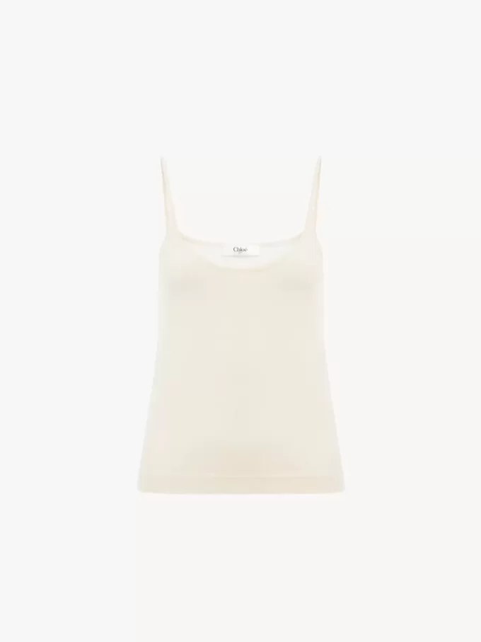 Canotta con spalline sottili in maglia di lana superfine Canotta con spalline sottili in maglia di lana superfine
