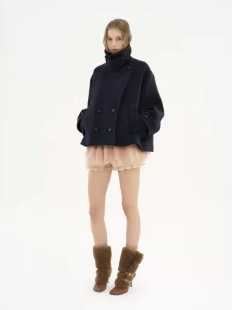 Cappotto corto oversize in lana