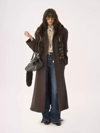 Cappotto da equitazione doppiopetto in lana pied de poule Cappotto da equitazione doppiopetto in lana pied de poule