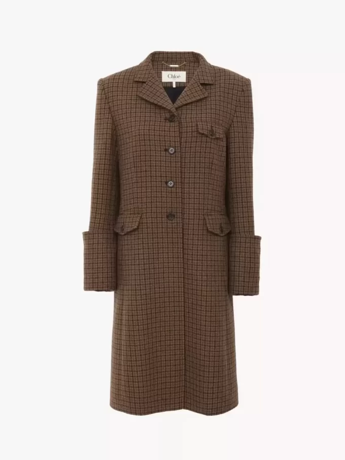 Cappotto da equitazione in lana pied de poule Cappotto da equitazione in lana pied de poule