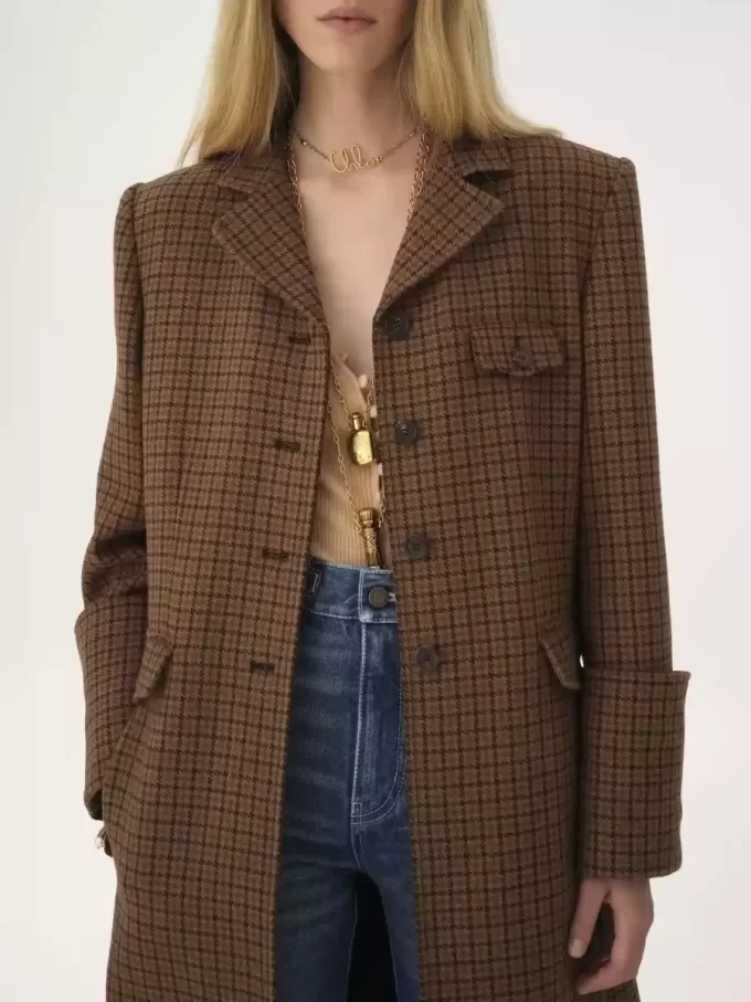 Cappotto da equitazione in lana pied de poule Cappotto da equitazione in lana pied de poule