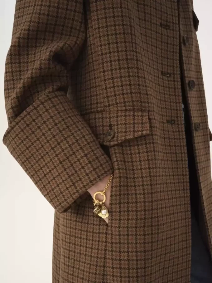 Cappotto da equitazione in lana pied de poule Cappotto da equitazione in lana pied de poule