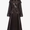 Cappotto lungo da equitazione doppiopetto in lino spalmato Cappotto lungo da equitazione doppiopetto in lino spalmato