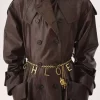 Cappotto lungo da equitazione doppiopetto in lino spalmato Cappotto lungo da equitazione doppiopetto in lino spalmato