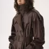 Cappotto lungo da equitazione doppiopetto in lino spalmato Cappotto lungo da equitazione doppiopetto in lino spalmato
