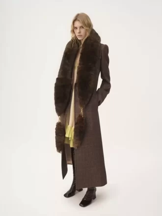 Cappotto lungo doppiopetto in lana a quadri Cappotto lungo doppiopetto in lana a quadri