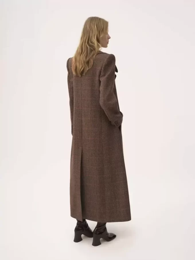 Cappotto lungo doppiopetto in lana a quadri Cappotto lungo doppiopetto in lana a quadri