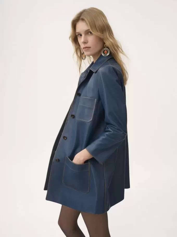 Cappotto monopetto in pelle Cappotto monopetto in pelle