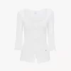 Cardigan aderente con scollo a barchetta in cotone Cardigan aderente con scollo a barchetta in cotone