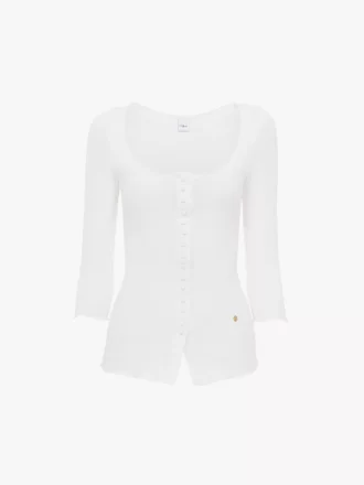 Cardigan aderente con scollo a barchetta in cotone Cardigan aderente con scollo a barchetta in cotone
