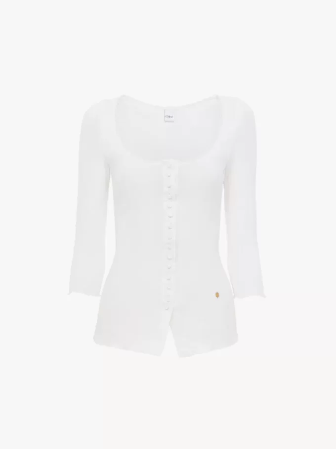 Cardigan aderente con scollo a barchetta in cotone Cardigan aderente con scollo a barchetta in cotone