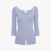 Cardigan aderente con scollo a barchetta in cotone Cardigan aderente con scollo a barchetta in cotone