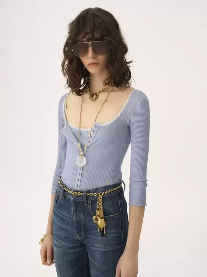 Cardigan aderente con scollo a barchetta in cotone Cardigan aderente con scollo a barchetta in cotone