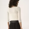 Cardigan aderente con scollo a barchetta in cotone Cardigan aderente con scollo a barchetta in cotone
