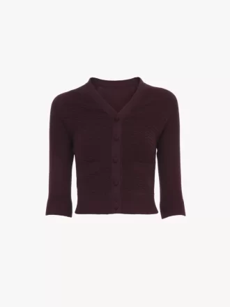 Cardigan aderente con scollo a V in maglia di lana Cardigan aderente con scollo a V in maglia di lana
