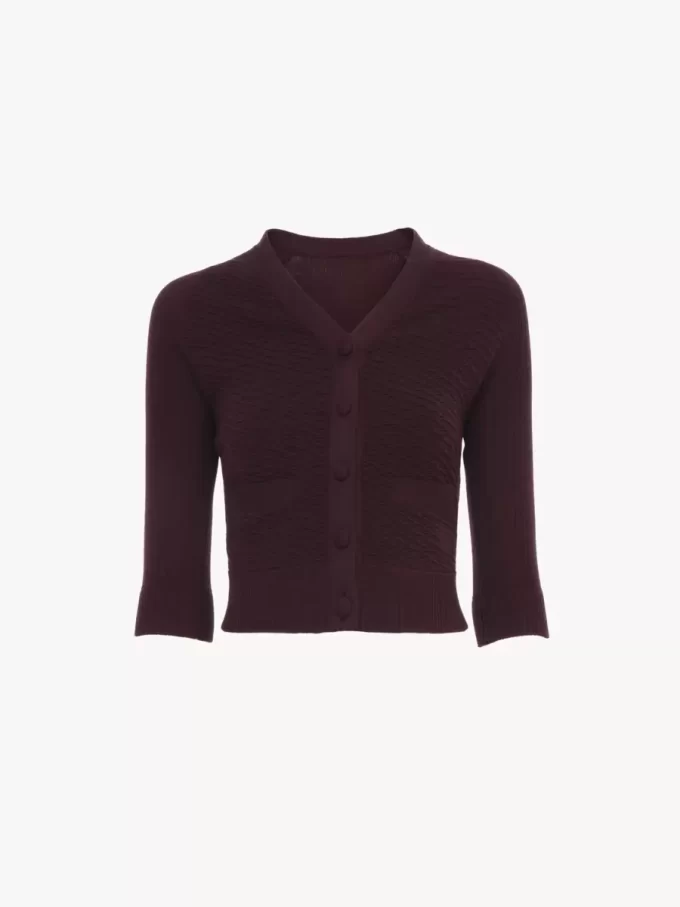 Cardigan aderente con scollo a V in maglia di lana Cardigan aderente con scollo a V in maglia di lana