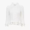 Cardigan aderente con volant in maglia all’uncinetto Cardigan aderente con volant in maglia all’uncinetto
