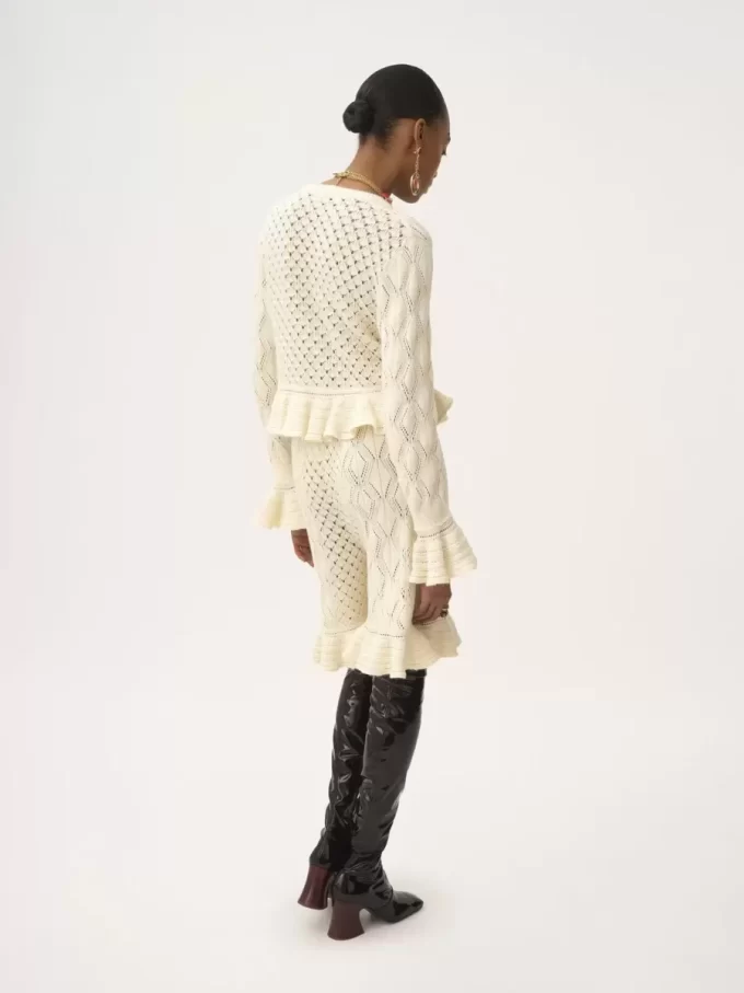Cardigan con logo arricciato in maglia di seta, alpaca e cotone Cardigan con logo arricciato in maglia di seta, alpaca e cotone