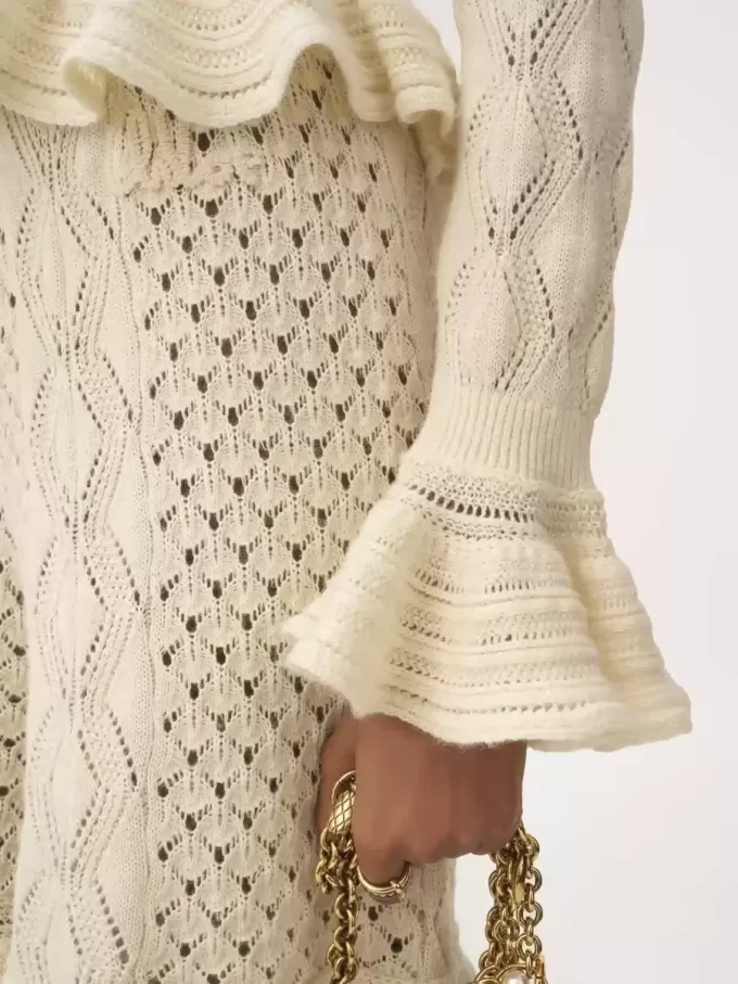Cardigan con logo arricciato in maglia di seta, alpaca e cotone Cardigan con logo arricciato in maglia di seta, alpaca e cotone