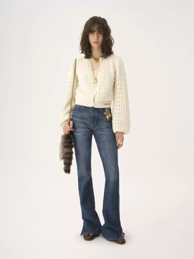 Cardigan girocollo in maglia di lana e cashmere Cardigan girocollo in maglia di lana e cashmere