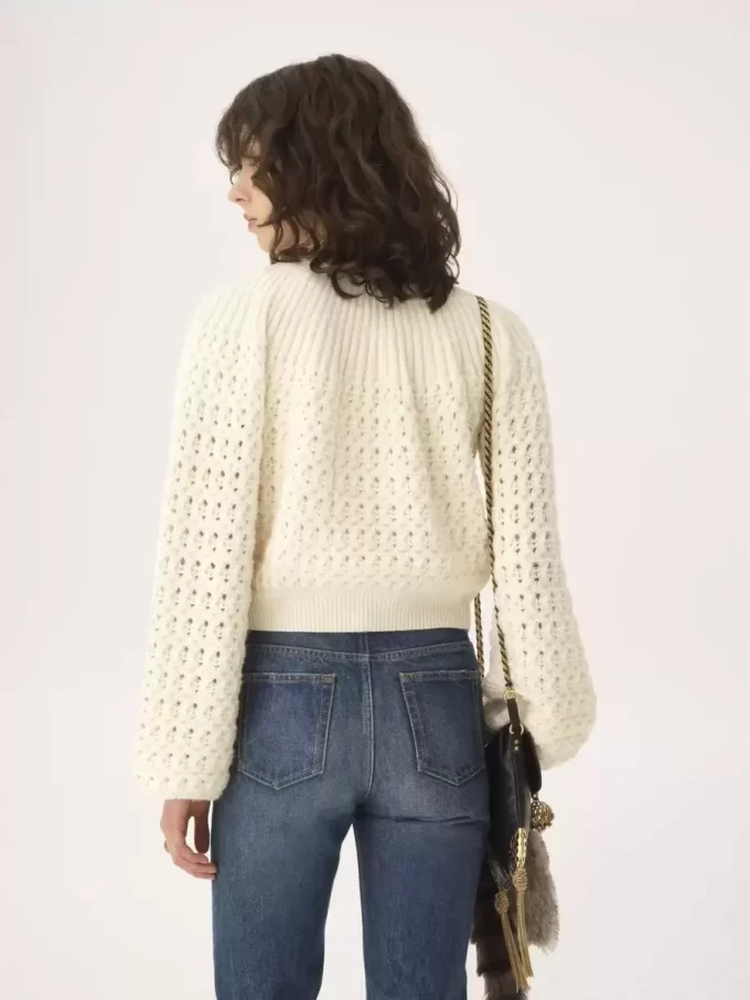 Cardigan girocollo in maglia di lana e cashmere Cardigan girocollo in maglia di lana e cashmere