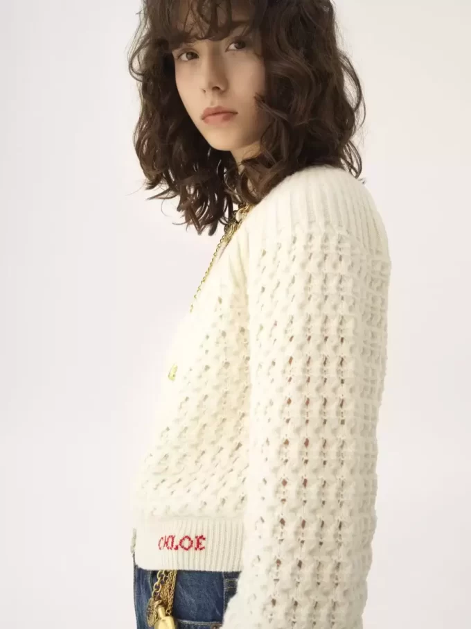 Cardigan girocollo in maglia di lana e cashmere Cardigan girocollo in maglia di lana e cashmere