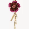 Ciondolo per borsa a forma di fiore in rafia e metallo Ciondolo per borsa a forma di fiore in rafia e metallo