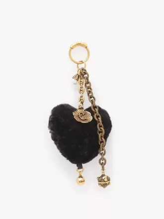 Ciondolo per borsa Chloé Symbols Heart Shearling in ottone