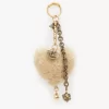 Ciondolo per borsa Chloé Symbols Heart Shearling in ottone
