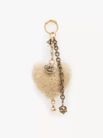 Ciondolo per borsa Chloé Symbols Heart Shearling in ottone