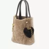 Ciondolo per borsa Chloé Symbols Heart Shearling in ottone