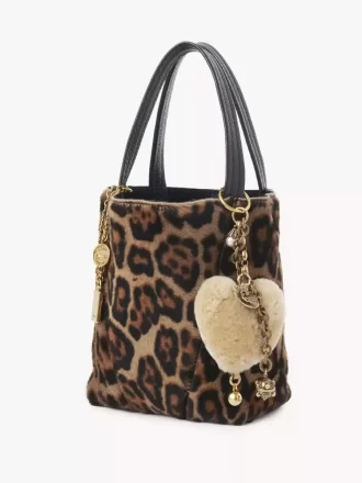 Ciondolo per borsa Chloé Symbols Heart Shearling in ottone
