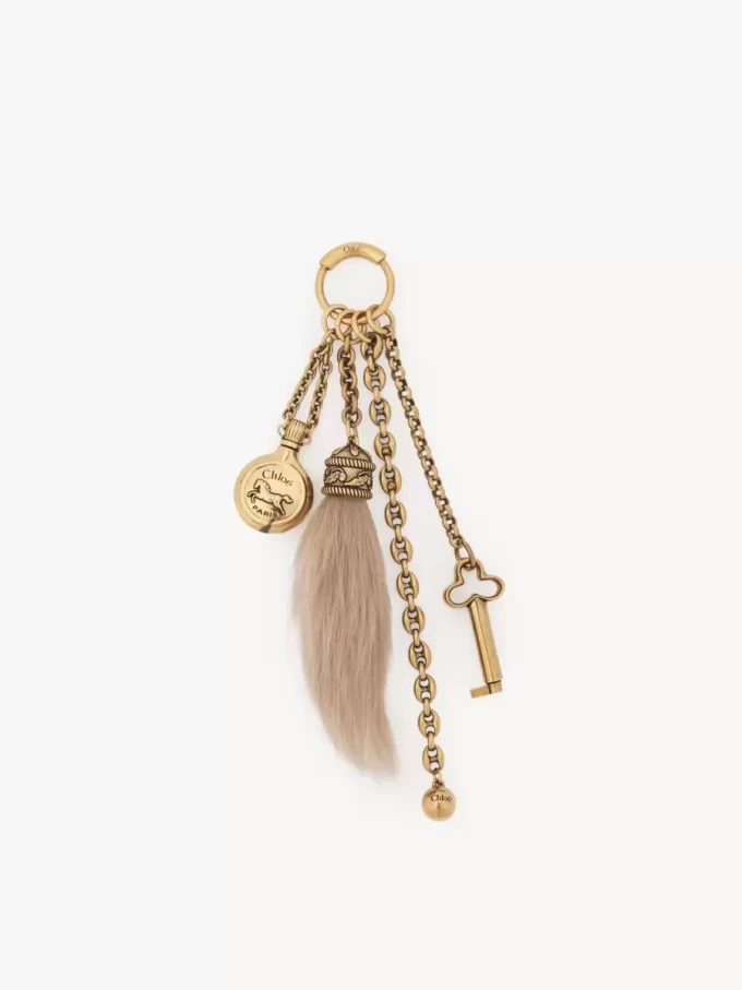 Ciondolo per borsa Chloé Symbols in ottone e montone