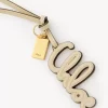 Ciondolo per borsa con logo in pelle lucida Ciondolo per borsa con logo in pelle lucida